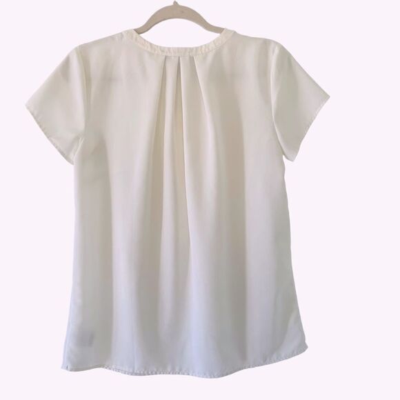 The Outfitters Lands End Women’s Cream Scoop Short Sleeve Pleated Blouse Size 6 - Picture 4 of 7